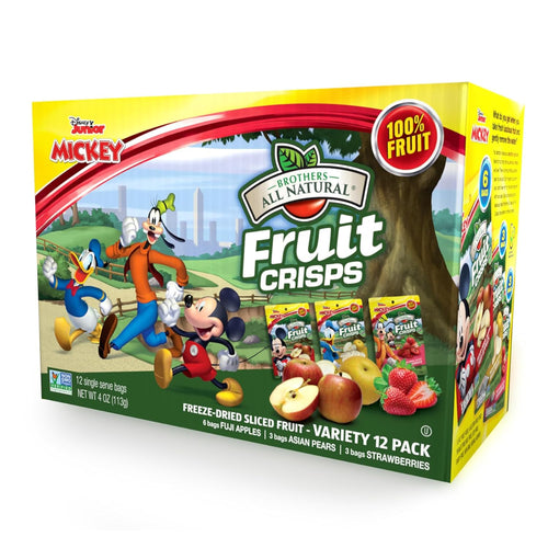 Brothers All Natural Disney Freeze Dried Fruit Crisps, Variety Pack, 12 Single Serve Bags, Fuji Apple, Asian Pear, Strawberry, Made with 100% Fruit, Gluten Free, Soy Free, Vegan, Heathy Snack