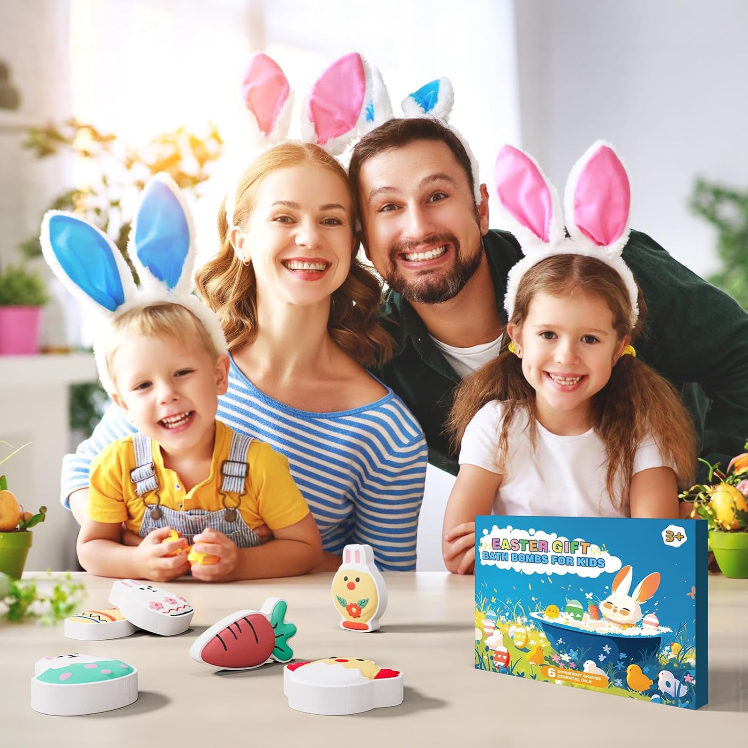 Bath Bombs for Kids, 6 Pack Girls & Boys-Easter Bunny, Chicken & Egg Shapes -Handmade Gentle, Easter Basket Stuffers Safe Fizz Balls-Great Easter Party Favors