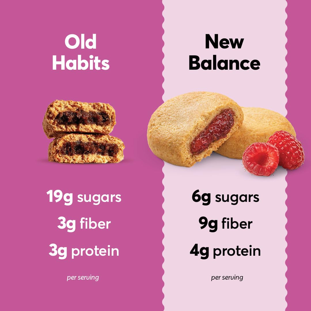 Olyra Raspberry Organic Fruit Bars, Prebiotic High Fiber Snack, Gut Health, Fruit Filled & Whole Grain Bites, Kids Healthy Snacks, Low Sugar, Vegan, USDA Certified Organic, Non GMO (Pack of 4)